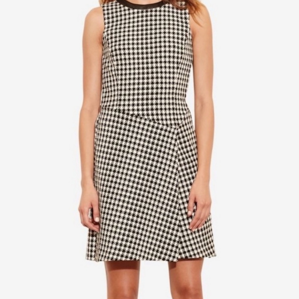 Lauren Ralph Lauren Houndstooth Print Fit & Flare Academia Sleeveless Dress.
